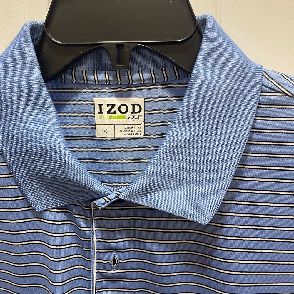 Izod Men's Polo Shirt in Blue and Black Stripes